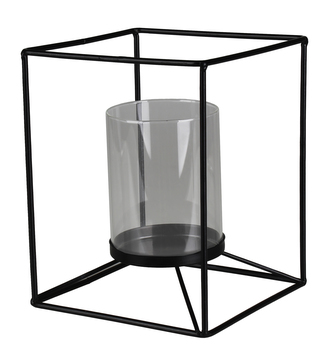 Kovový dekorační svícen na svíčku FENER černá 13x13x16 cm Mybesthome