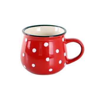HRNEK ČERVENÝ S BÍLÝMI PUNTÍKY, 390ML, KERAMIKA