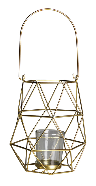 Kovový dekorační svícen na čajovou svíčku NOTTE zlatá 14x14x18 cm Mybesthome