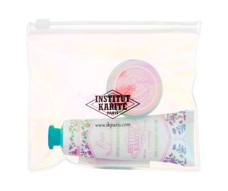 Institut Karité Light Hand Cream krém na ruce Light Hand Cream Rose Mademoiselle 30 ml + univerzální tělové máslo Scented Shea Butter Rose Mademoiselle 10 ml + kosmetická taštička