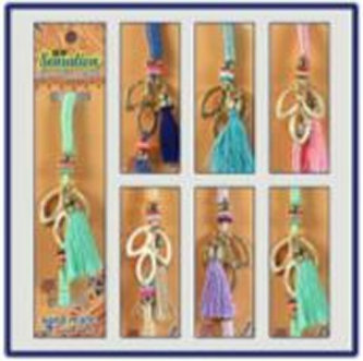 Náramek na ruku zlatý list s barevným střapcem - New Sensation