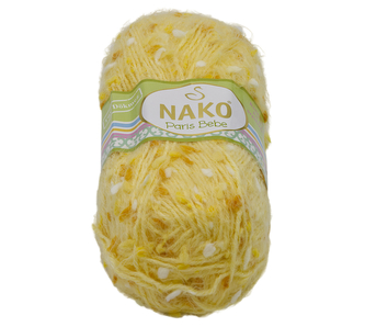 Příze PARIS BEBE - žlutá - žluté, bílé nopky - 100g / 175 m