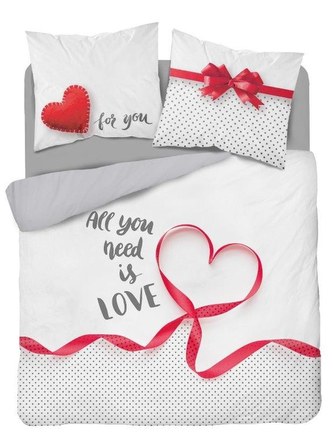 Povlečení MY HOME 23 100% bavlna bílá/červená/šedá 1x 200x220 cm, 2x povlak 70x80 cm francouzské povlečení MyBestHome