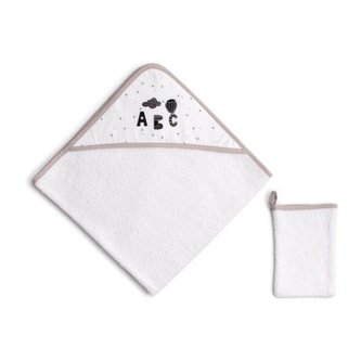 FUNNABABY Set Osuška s kapucí + žínka Story Grey