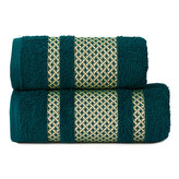 Bavlněná froté osuška s bordurou LIONEL 70x140 cm, petrolejová/zlatá, 450 gr Mybesthome