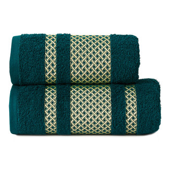 Bavlněná froté osuška s bordurou LIONEL 70x140 cm, petrolejová/zlatá, 450 gr Mybesthome