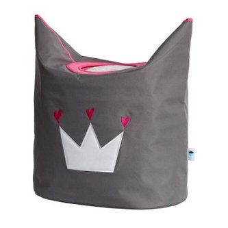 STORE IT Koš na prádlo šedá s bílou korunkou