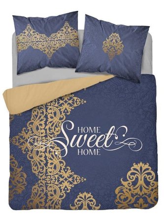 Povlečení MY HOME 26 100% bavlna modrá/zlatá 1x 200x220 cm, 2x povlak 70x80 cm francouzské povlečení MyBestHome
