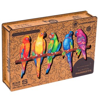 Unidragon dřevěné puzzle - Papoušci velikost S