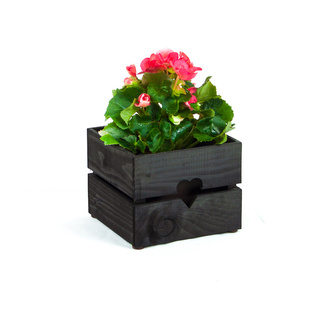 Stolárna na Statku Dřevěný květináč MINI srdce - antracit