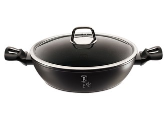 Pánev WOK s poklicí a mramorovým povrchem 30 cm Black Silver Collection