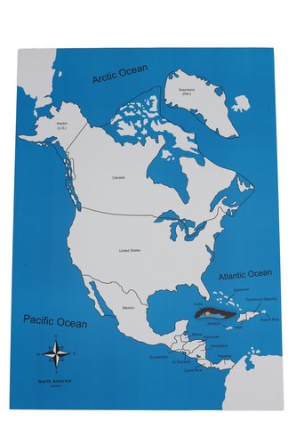 Kontrolní mapa - Severní Amerika Nová - s popisky