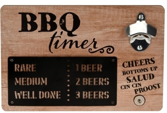 Otvírák lahví na zeď BBQ timer 30x20x4 cm
