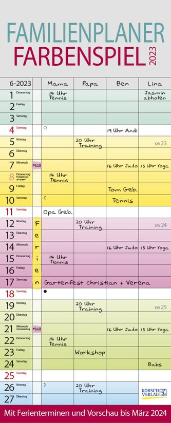 Familienplaner Farbenspiel 2023