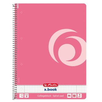 Herlitz - Spirálový blok A4/80 listů, čtvereček, růžový