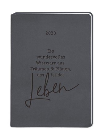 Terminplaner Lederlook A6 &quot;Schwarz 2023