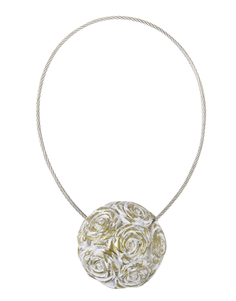 Dekorační ozdobná spona na závěsy s magnetem LIGIA, bílá/zlatá, O 4 cm Mybesthome