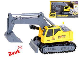 Bagr 23,5cm 1:16 volný chod na baterie se zvukem krabičce