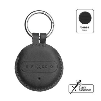 Lokátor FIXED Smart tracker Sense s černým koženým pouzdrem a karabinou