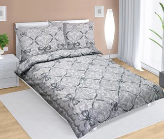 Povlečení flanelové - šedá mašle - 140x220, 70x90 cm Povlečení flanelové - šedá mašle - 140x220, 70x90 cm