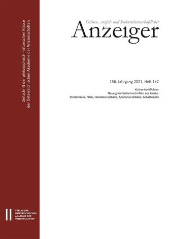 Geistes-, sozial- und kulturwissenschaftlicher Anzeiger ¿ Zeitschrift der philosophisch-historischen Klasse der Österreichischen