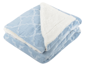 Přehoz - deka z mikrovlákna s beránkem SHERPA II. světle modrá 150x200 cm Essex