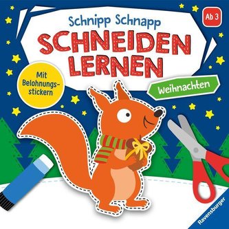 Ravensburger Schnipp-Schnapp Schneiden lernen Weihnachten - Schneiden und Kleben ab 3 Jahren - Block mit Belohnungsstickern und