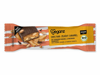 Veganz Čokoládová tyčinka s arašídy a karamelem BIO 50 g