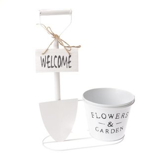 Kovová dekorace - obal na květináč a lopatka, 0/20