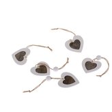 Dřevěná závěsná dekorace - srdce - sada 5ks, 0/200