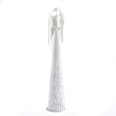 Bílý kovový anděl s krajkovanou sukní - se srdcem 0/8