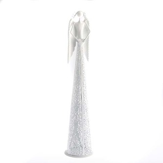 Bílý kovový anděl s krajkovanou sukní - se srdcem 0/8