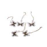 Závěsná dřevěná dekorace - motýlci - sada 5ks, 0/200