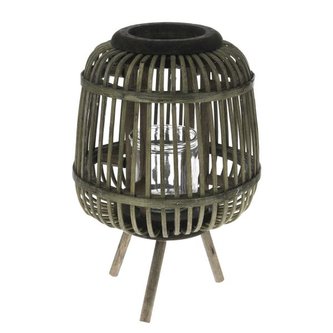 Bambusová lucerna se sklem - zelená, 0/8