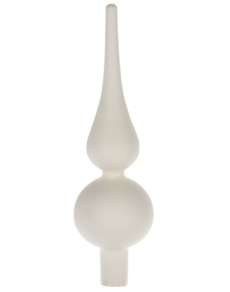 Skleněná špice na stromek 20x5,5 cm, bílá matná