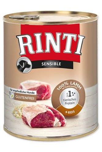 Rinti Dog Sensible konzerva jehně+rýže 800g
