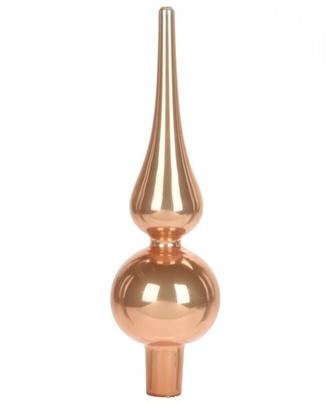 Skleněná špice na stromek 20x5,5 cm, jantarová