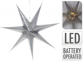 Papírová hvězda s LED osvětlením 60x60x20 cm