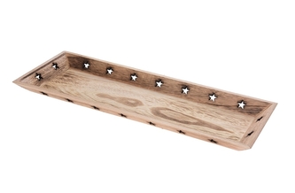 Dřevěný tác s motivem hvězd, přírodní 40x16 cm