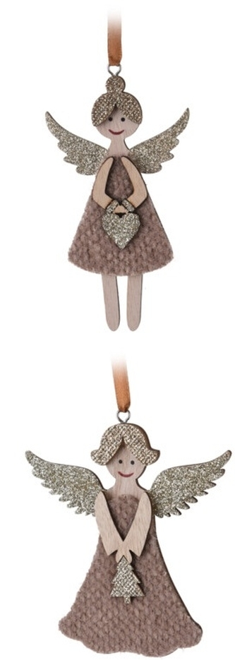 Závěsná dekorace Anděl hnědý s/2