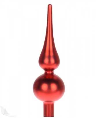 Skleněná špice na stromek 20x5,5 cm, červená matná