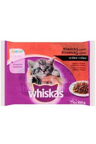 Whiskas kapsa Junior masový výběr ve šťávě 4x100g
