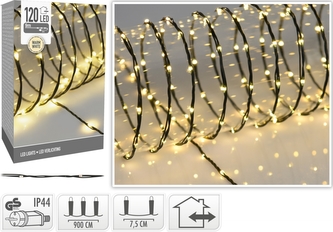Dekorativní osvětlení 120 LED, 9 m teplá bílá, měkký drát