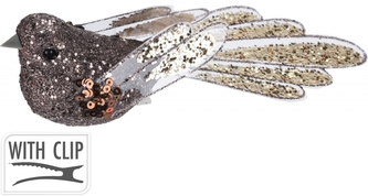 Hnědý ptáček na klipu, sada 2 ks