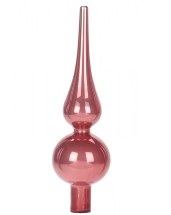 Skleněná špice na stromek 20x5,5 cm, tmavě růžová