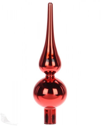 Skleněná špice na stromek 20x5,5 cm, červená lesklá