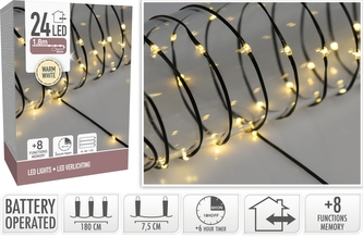 Dekorativní osvětlení 24 LED, 1,8m teplá bílá, na baterie