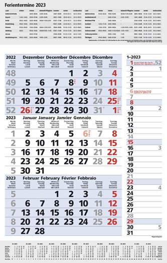 3-Monats-Planer Combi Blau 2023