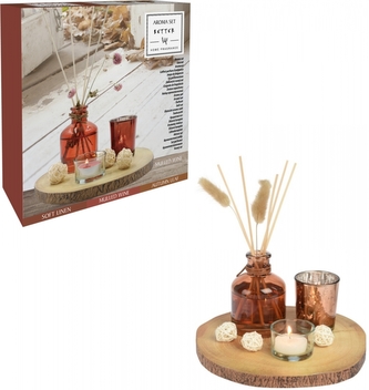 Skleněný difuzér v dárkové sadě, hnědý Soft Linen