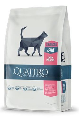 QUATTRO Cat Dry Premium all Breed Steril. Drůbež 1,5kg